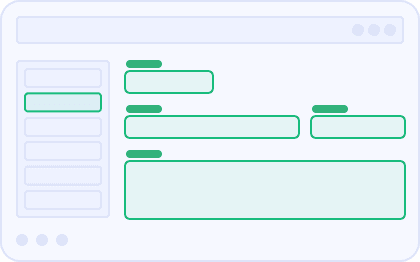 Mini-wireframe montrant plusieurs formulaires dédiés à différents types d'offres.